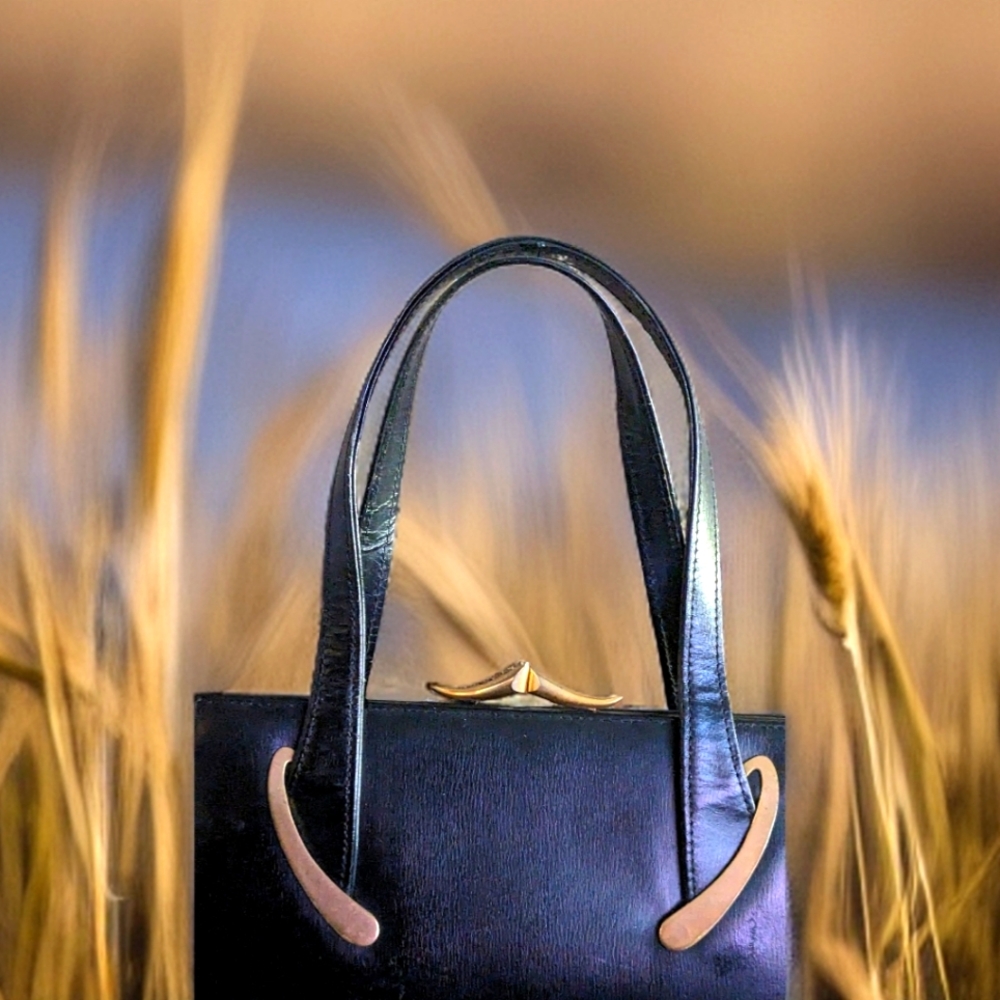 🔥Dofan made in France 🔥 Vintage Black 1950s/60s Leather Clutc - Picture 2 of 9